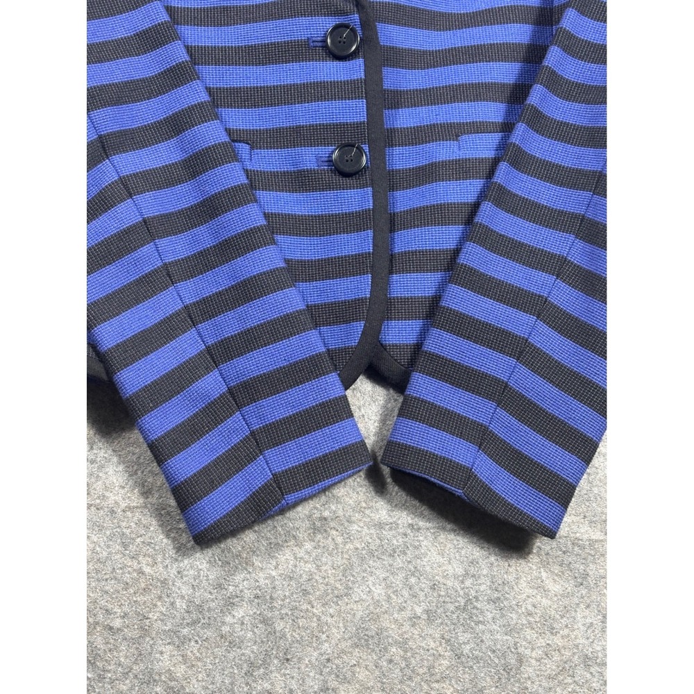 Ann Taylor LOFT Womens Blue Black Stripe Blazer Jacket Size 00 - Picture 3 of 9
